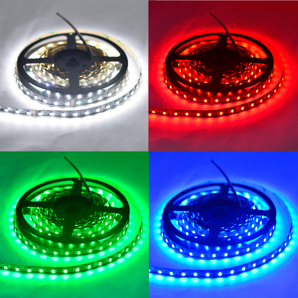 5m RGBW Color Changing LED Strip Lights - 12V/24V Super Bright - Black Board 5m RGBW Color Changing LED Strip Lights - 12V/24V Super Bright - Black Board